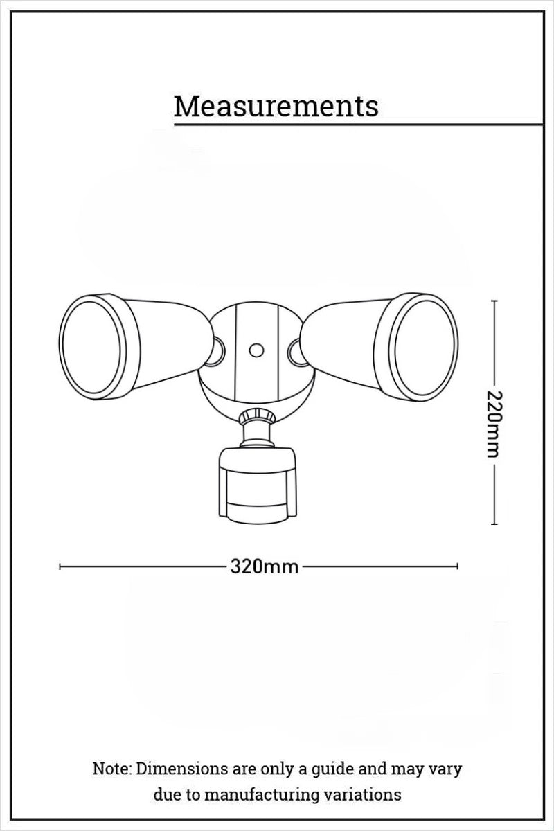 Dimension Illustration illustration of twin spotlight with sensor