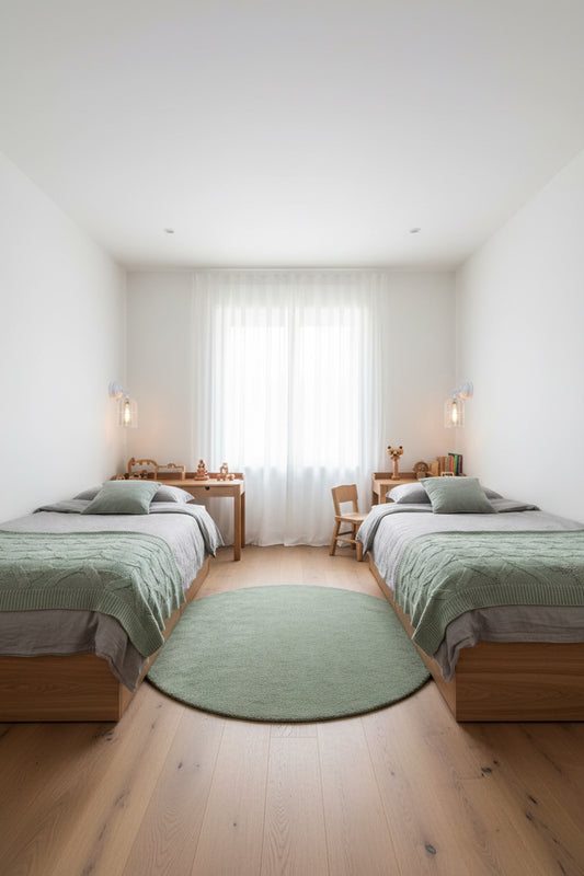 Round Cage Swivel Wall Light on twin beds