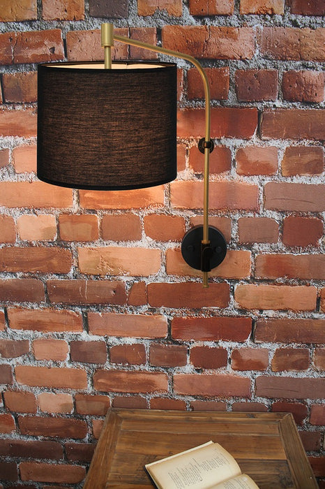Wing Arm Lamp - B22 Lamp Holder in brass gold and black shade