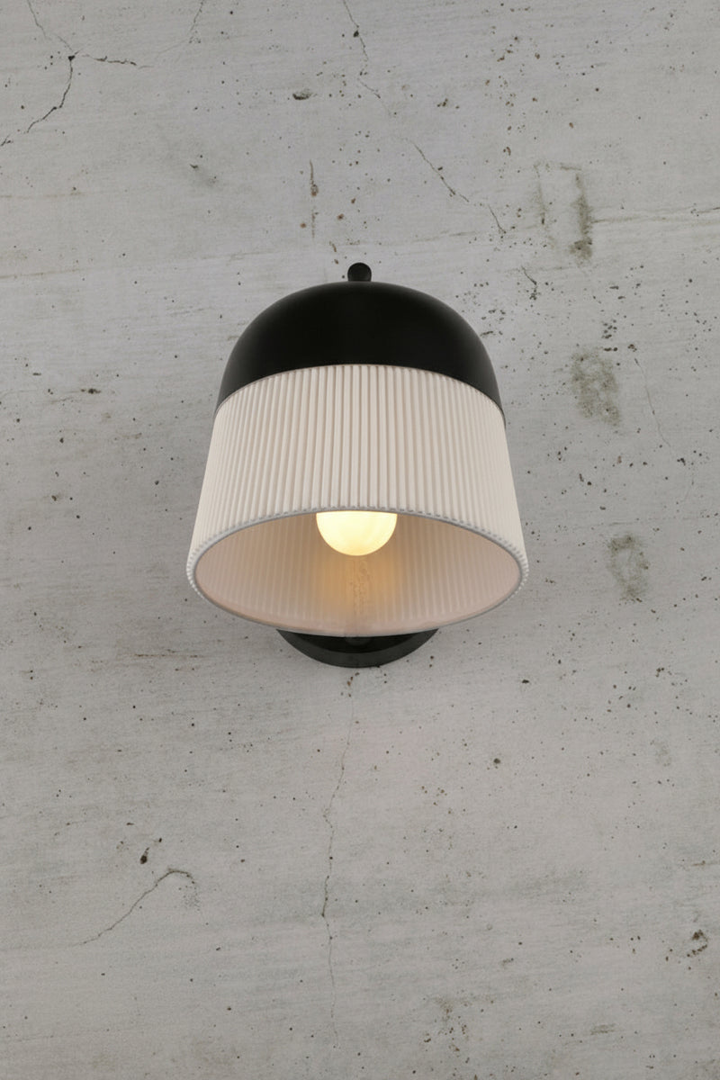 Colombes Pleat Wall Light black metal scone with shade