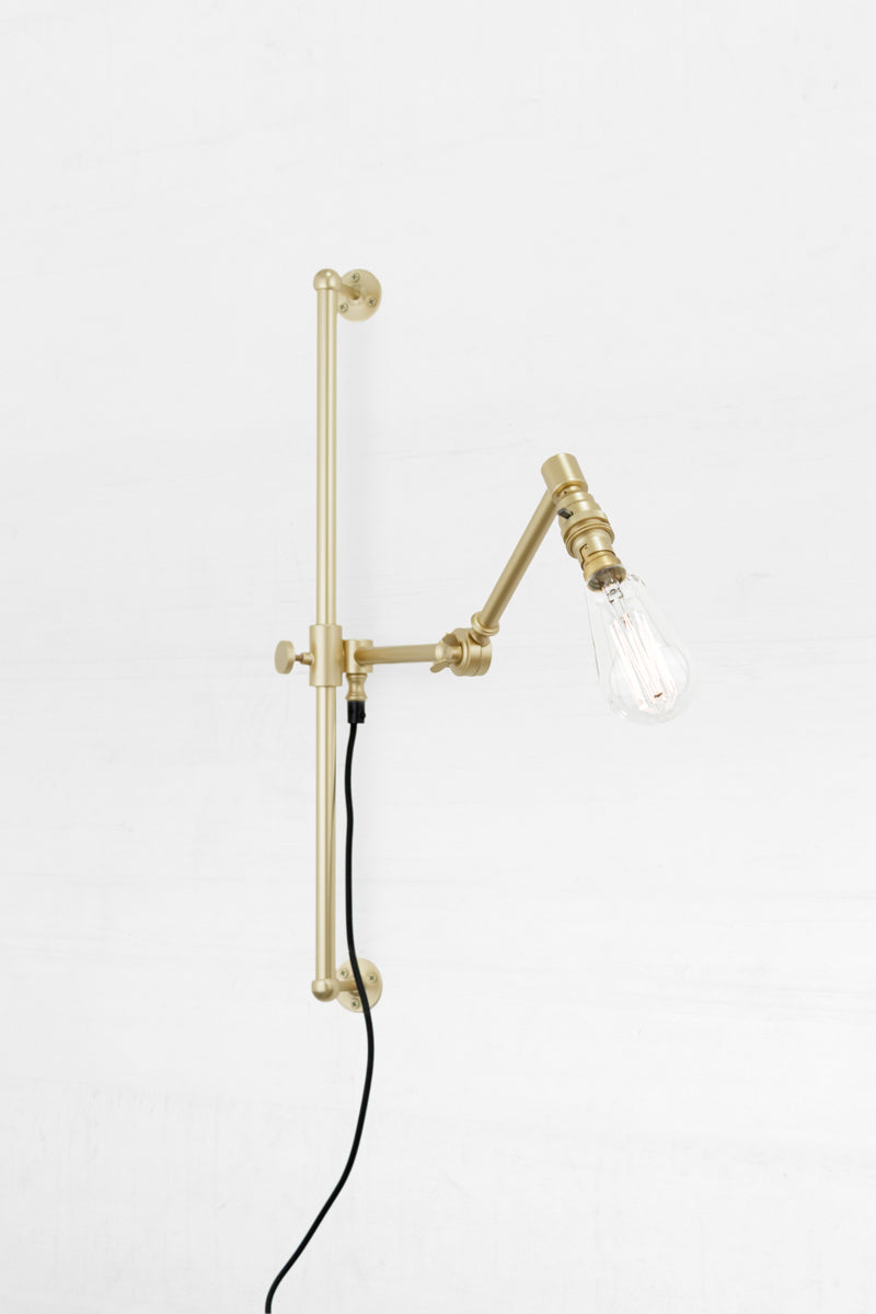 Gold brass Swing Light Fixture and adjustable arm with Wall Plug 
