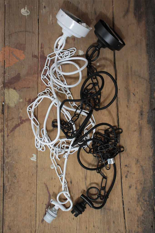 Black and white side entry chains. 