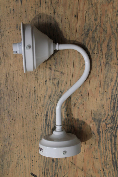 White Gooseneck Exterior Wall Sconce with 4¼ Cup Cover - B22