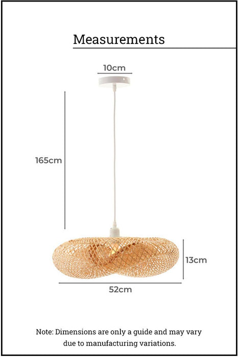 measures of Woven Bamboo Pendant Light