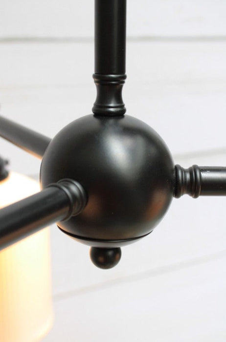 Detail of black finish chandelier