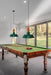 green Factory Woodtop Pendant Light over pool table