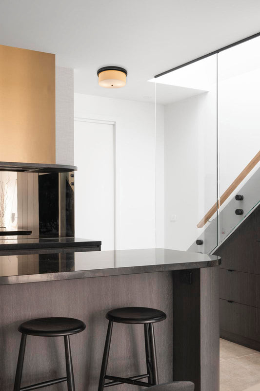 Bowral Glass Ceiling Light in appartment kitchen with low ceiling