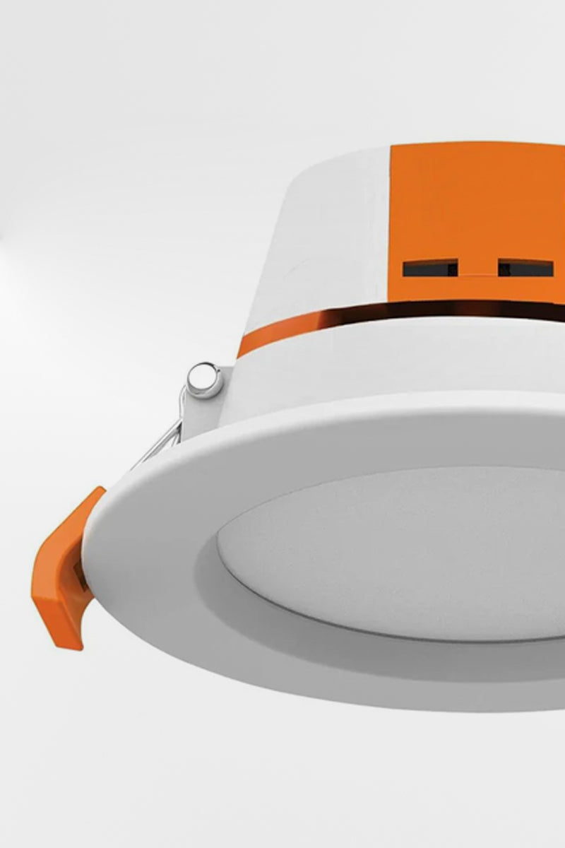 Close up of the white 7W LED smart downlight.