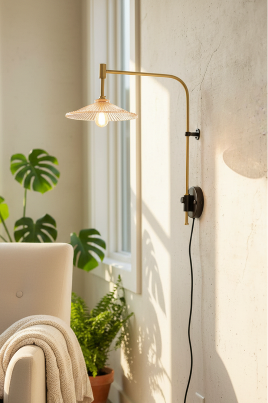 Plymouth Glass Wall Lamp with Wall Plug