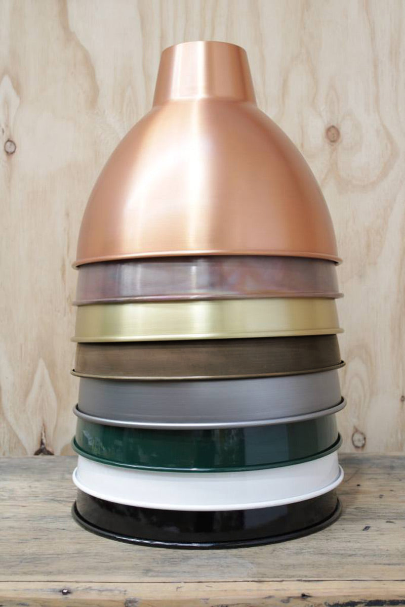 Loft shade in stacked formations showcasing 8 finishes. 