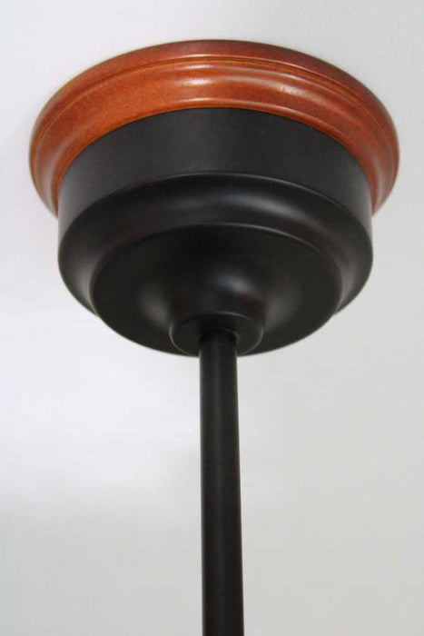 black pole pendant with wooden mounting block