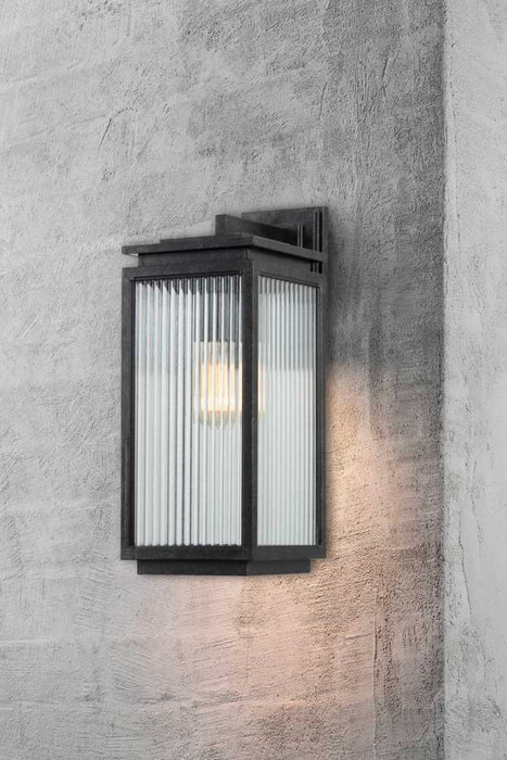 Medium outdoor wall light in antique black finish