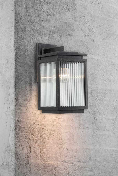 Small outdoor wall light in antique black finish