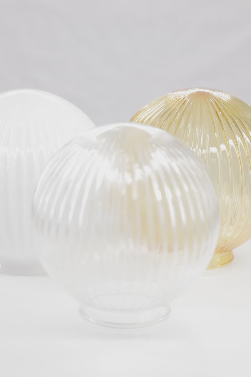 Video of all three reeded glass ball shade finishes. 