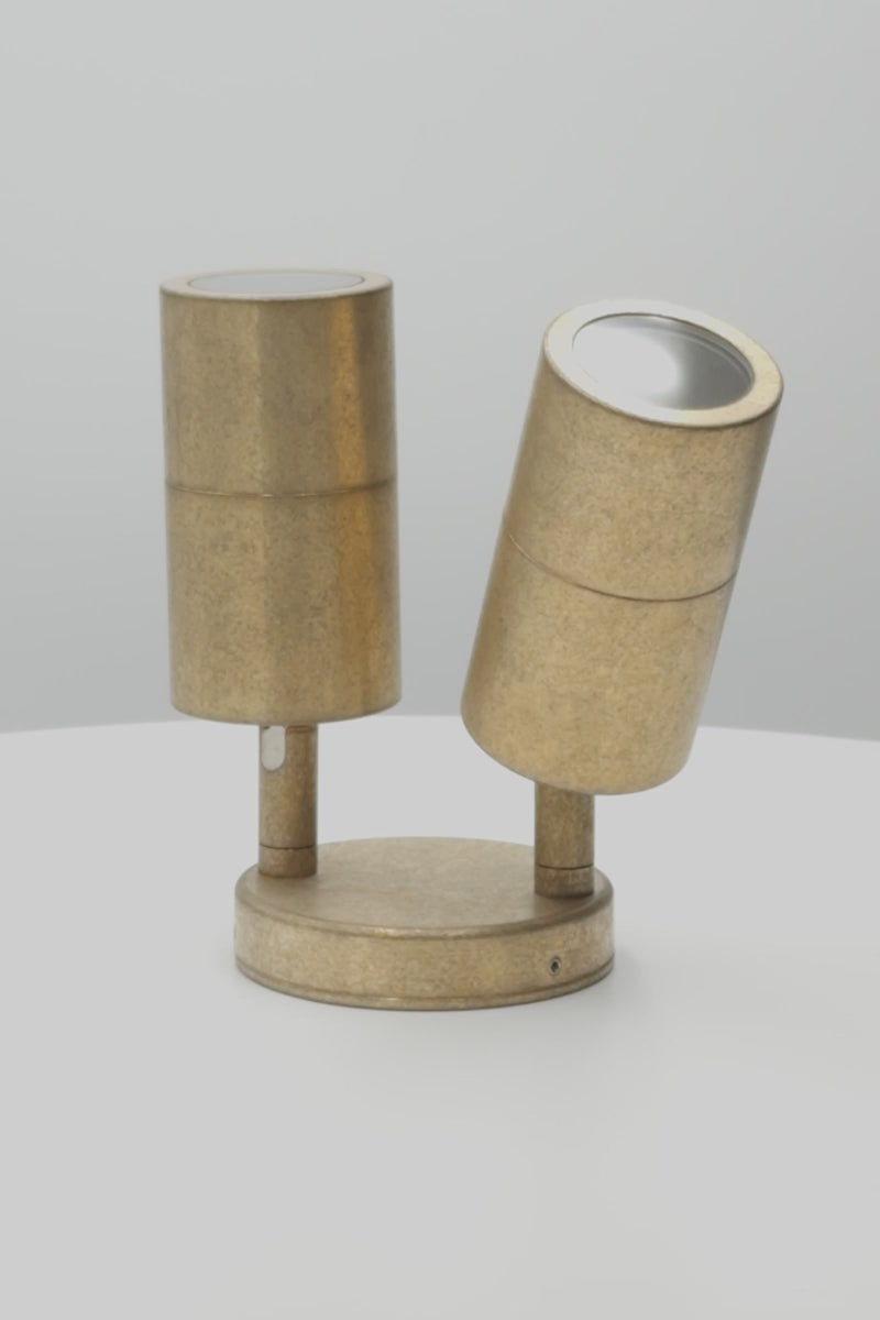 Video showcasing the antique brass twin spot light. 