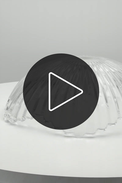 Video showcasing the Hepburn Glass Shade with its clear, deeply fluted glass dome and distinctive wave-like edge.