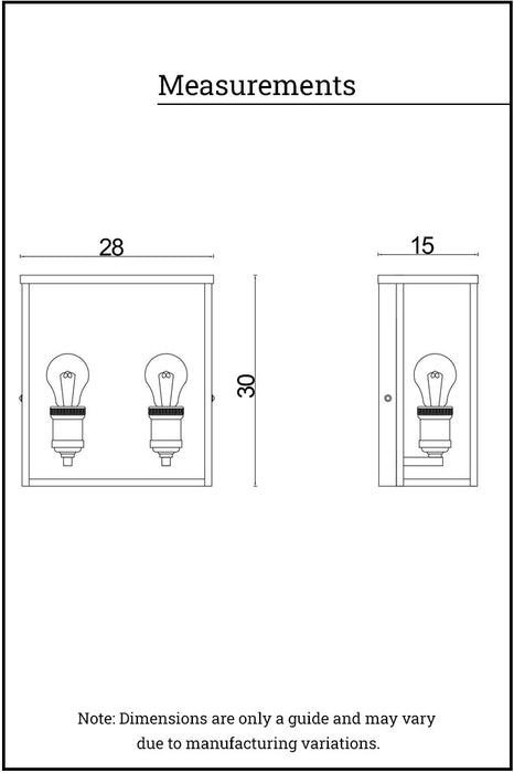 measurements of exterior wall light two lights