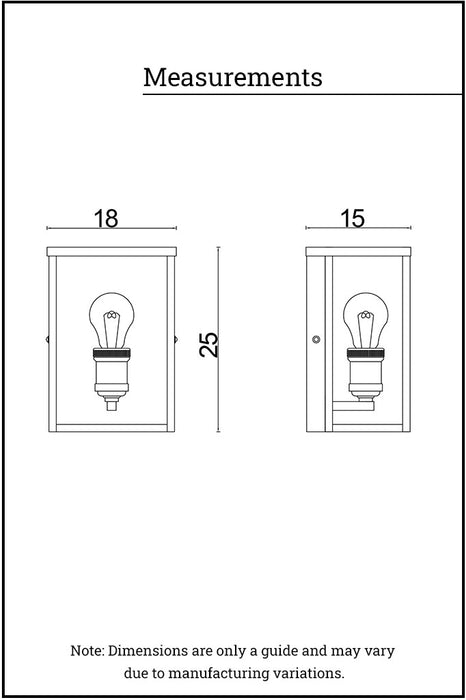 measurements of exterior wall light