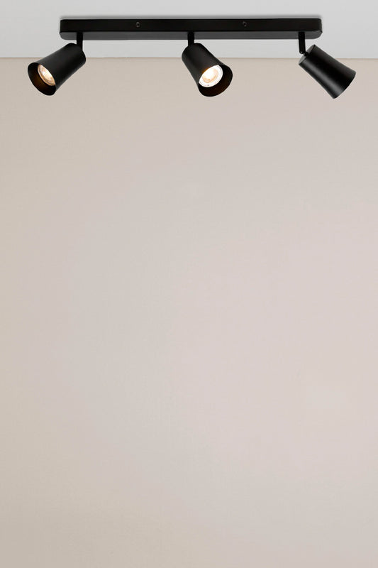 Bar spotlight with 3 lights in black finish