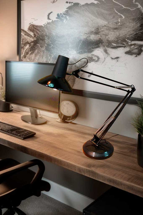 Desk lamp over an office desk