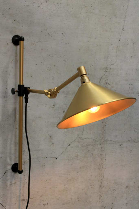 large bright brass shade Swing Gold/Brass Arm with Wall Plug