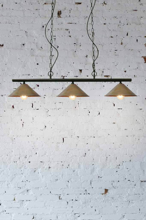 3 Light Pendant with brass cone shades