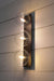 3 light clear glass wall light with black face plate