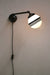 Plug in sconce with small opal three stripe shade