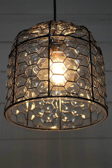 6 inside view tallows pendant light honeycomb tessallated design warm glow