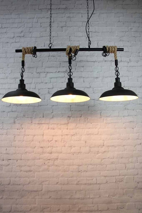 7 trio matt black steel pendant lighting black canopy rope chain suspension vintage lighting