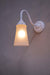 Acid frost glass wall light with white gooseneck arm