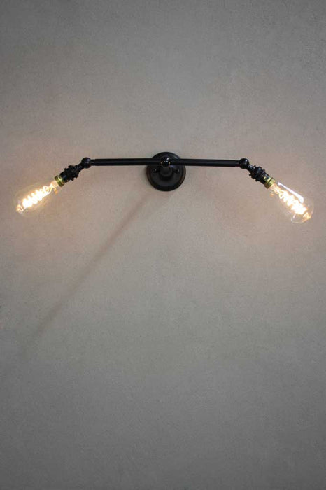 B22 double arm light in black finish, tilted position