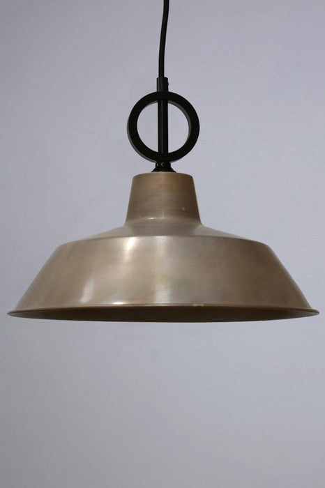 Aged brass factory pendant with black cord