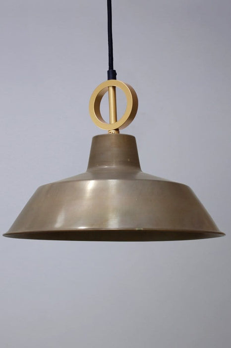 Aged brass factory pendant with gold cord