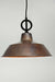 Aged copper pendant light with black cord without disc