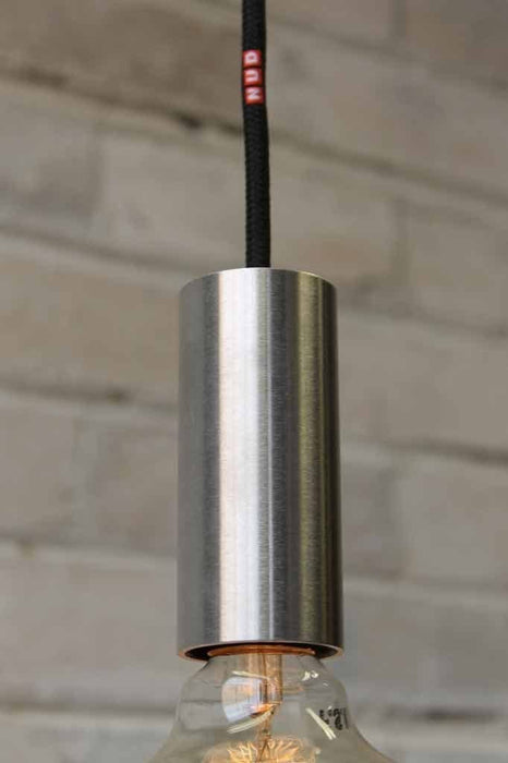 Aluminum pipe pendant by nud lamp holder made of brushed aluminum
