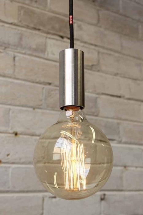 Aluminum pipe pendant by nud with large edison style filament bulb