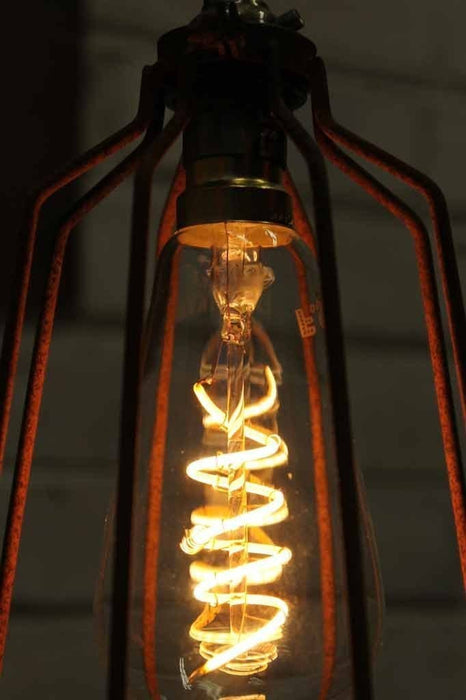 Australian first soft filament led bulb. dimmable led bulb in cage pendant light ideal for bedroom lighting kitchen lighting dining lighitng