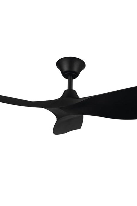 Close up of a Matt black 3 blade ceiling fan