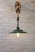 Barn rope pendant light with green shade