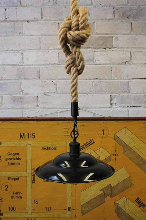 Barn rope pendant light with various knot configurations