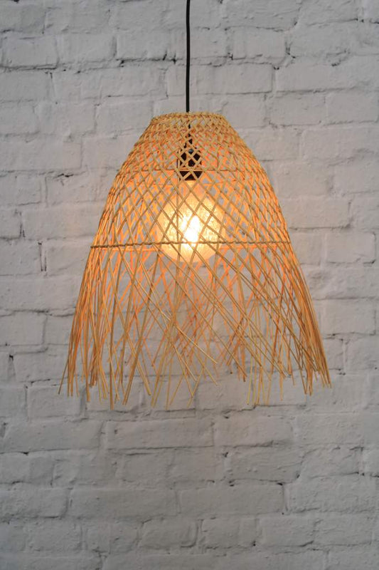 Natural rattan basket shade pendant light