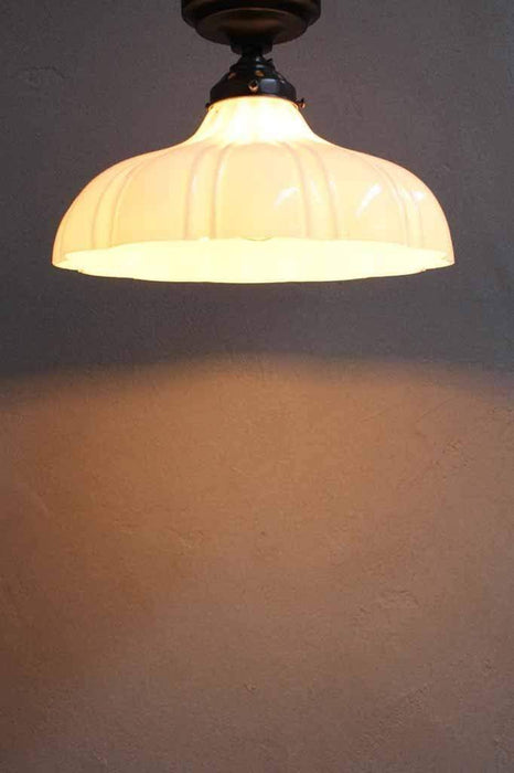 Batten light with milky opal glass shade large