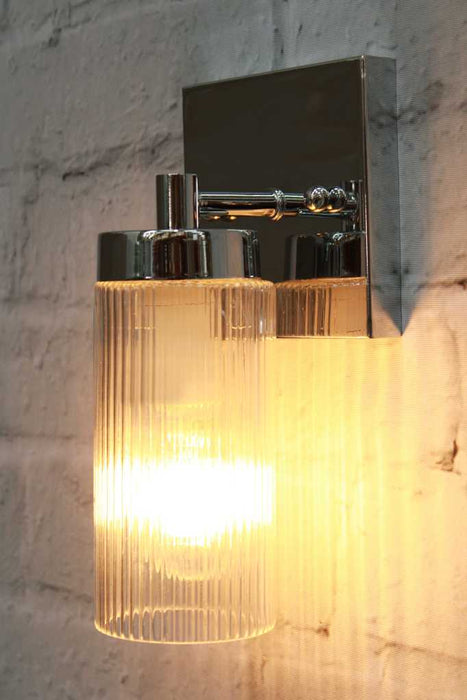 Berclair Ribbed Glass Vanity Wall Light chrome one light
