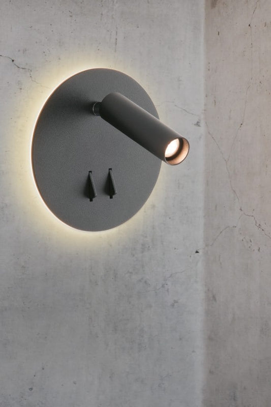 Black adjustable back lit wall light
