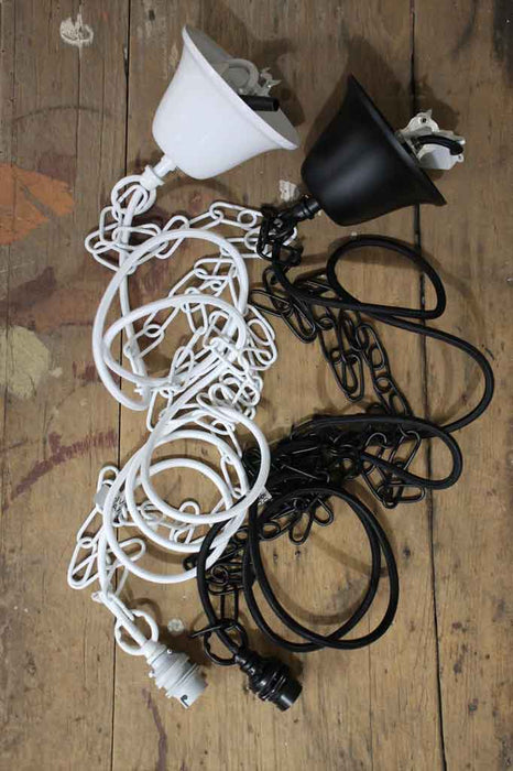 White and black chain pendant cords. 