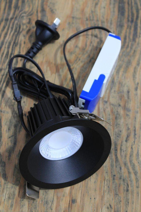 Black dimmable downlight with driver and plug