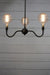 Industrial gooseneck chandelier with filament bulbs upright