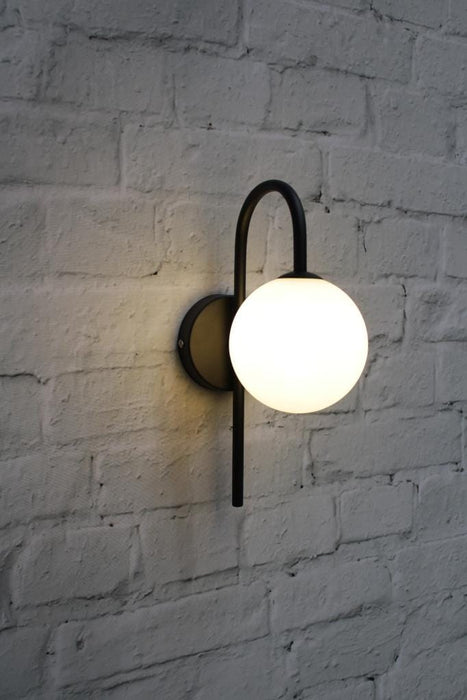 Opal wall light with black sconce