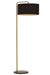 Floor lamp with gold/brass base and black fabric shade